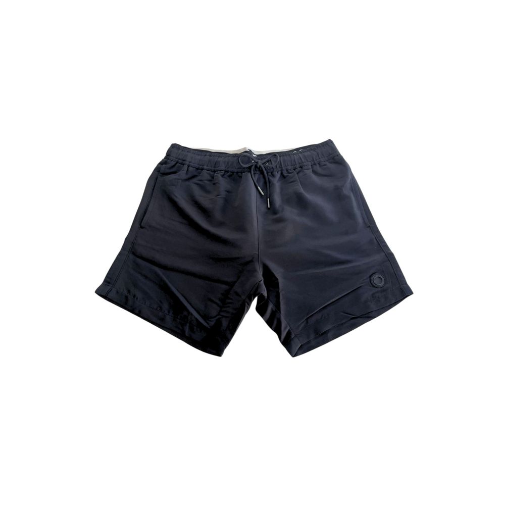 "Black Polyester Men Swim Shorts"-Trussardi Beachwear-LabelTerrace.com