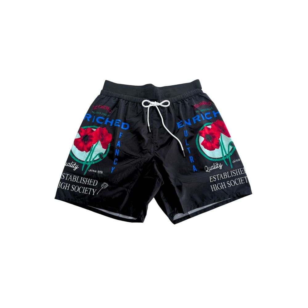 Black Polyester Men's Swim Short