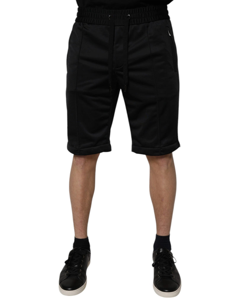 Black Polyester Mid Waist Men Bermuda Shorts-Dolce & Gabbana-LabelTerrace.com