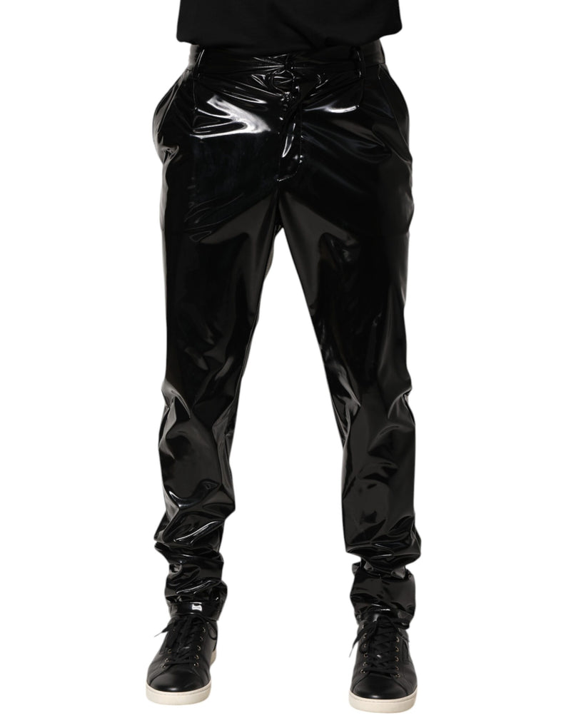 Black Polyester Mid Waist Men Trouser Pants-Dolce & Gabbana-LabelTerrace.com