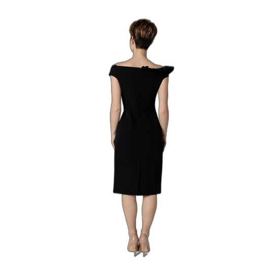 Black Polyester Midi Dress