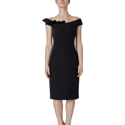 Black Polyester Midi Dress