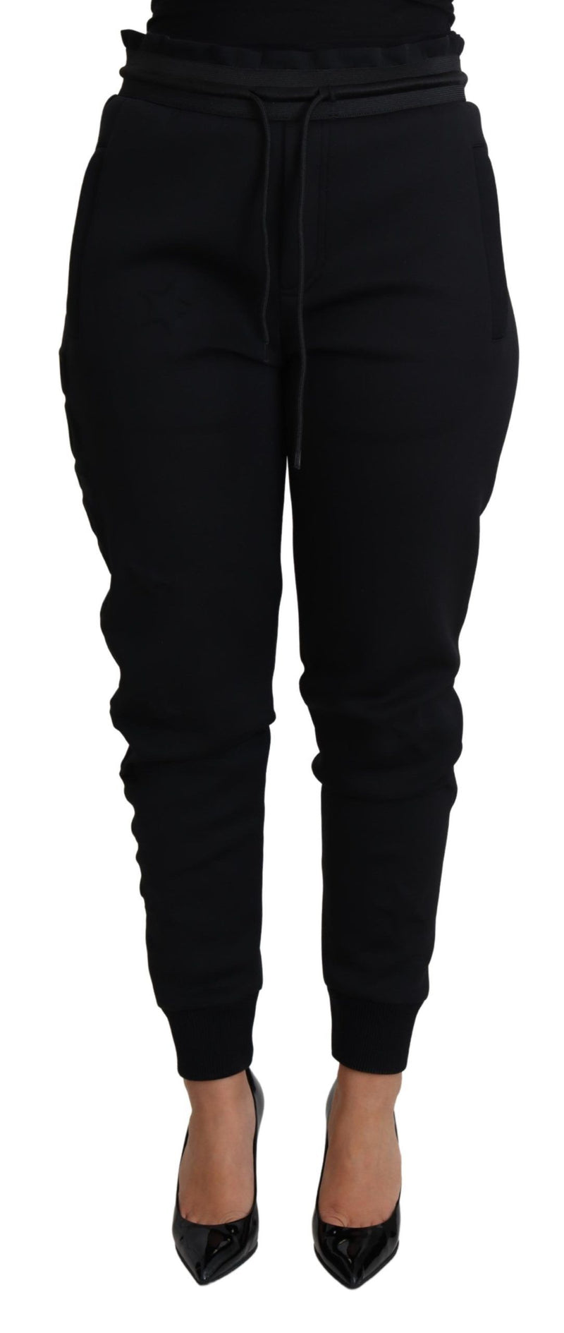 Black Polyester Neoprene Jogger Trouser Pants-Dolce & Gabbana-LabelTerrace.com