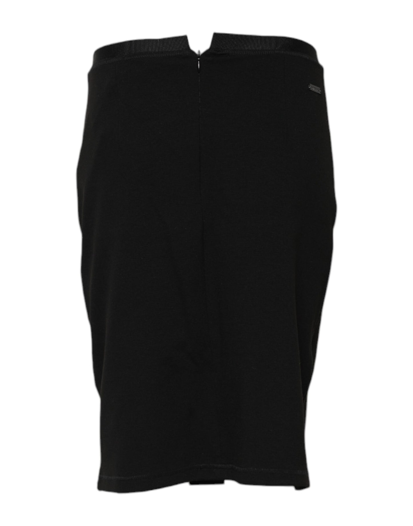 Black Polyester Pencil Cut Knee Length Skirt-GF Ferre-LabelTerrace.com