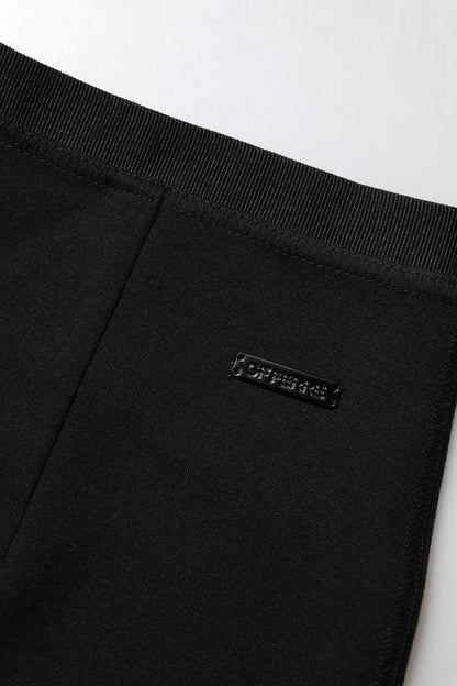 Black Polyester Pencil Cut Knee Length Skirt-GF Ferre-LabelTerrace.com