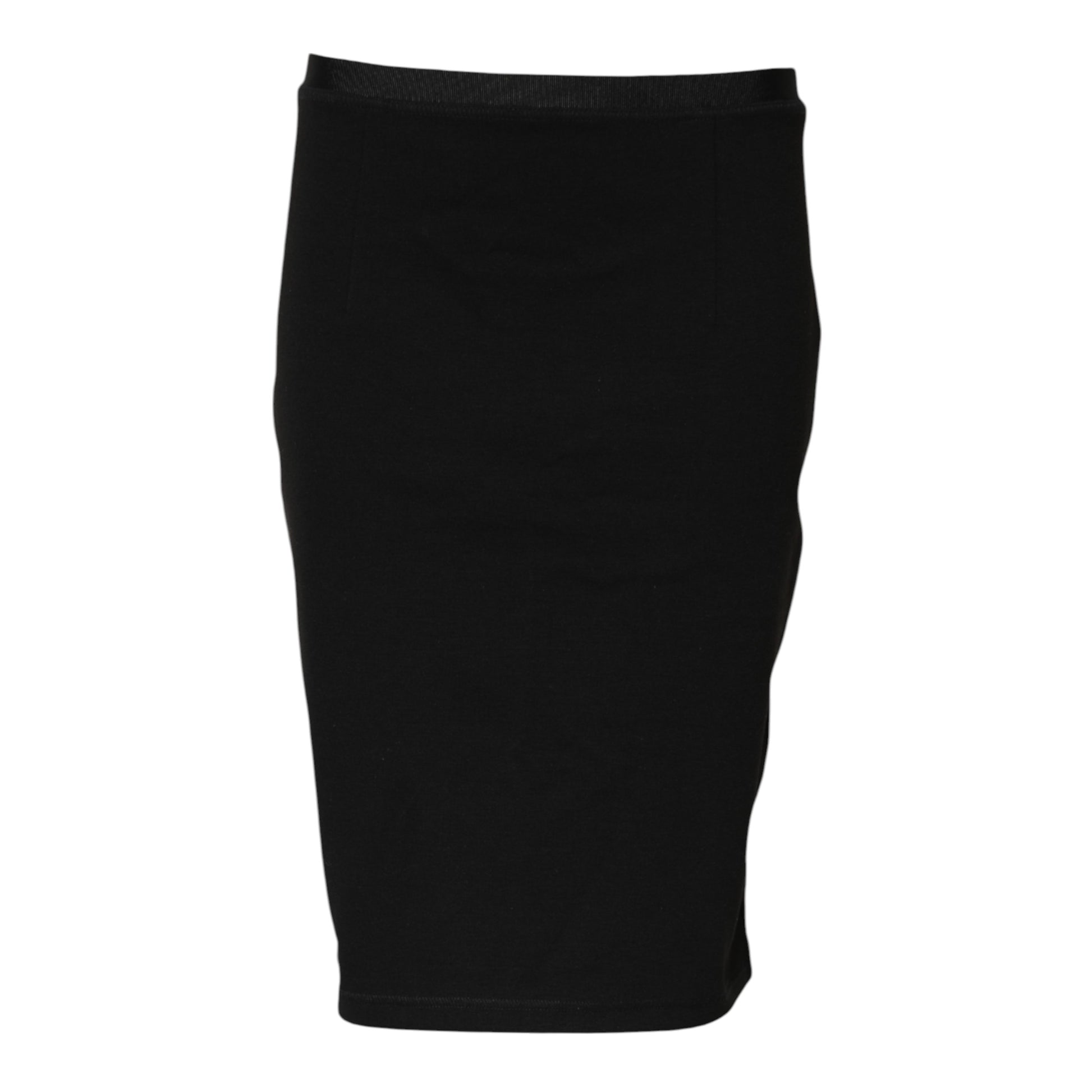 Black Polyester Pencil Cut Knee Length Skirt-GF Ferre-LabelTerrace.com