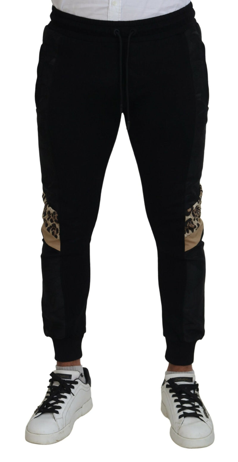 Black Polyester Skinny Jogger Men Pants-Dolce & Gabbana-LabelTerrace.com