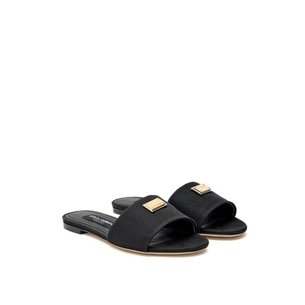 Black Polyester Slippers