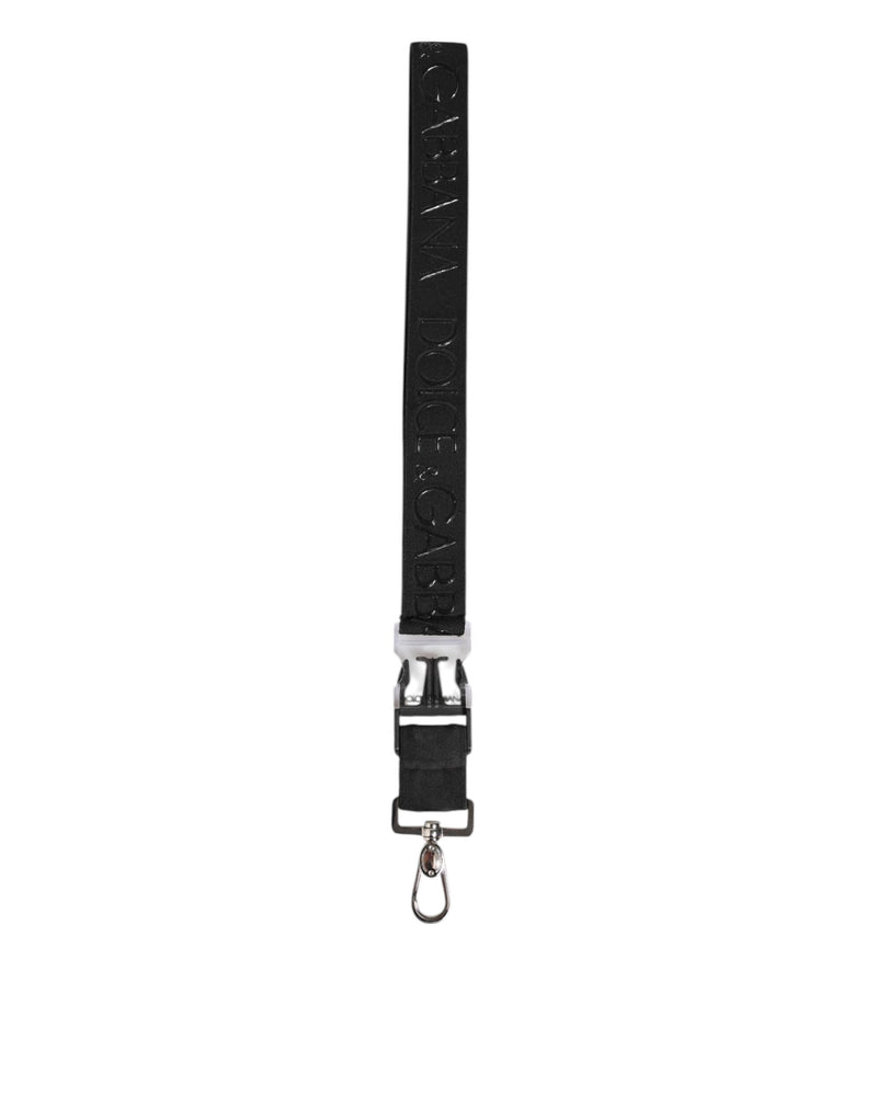 Black Polyester Stretch Rubberised DG Logo Men Keychain-Dolce & Gabbana-LabelTerrace.com