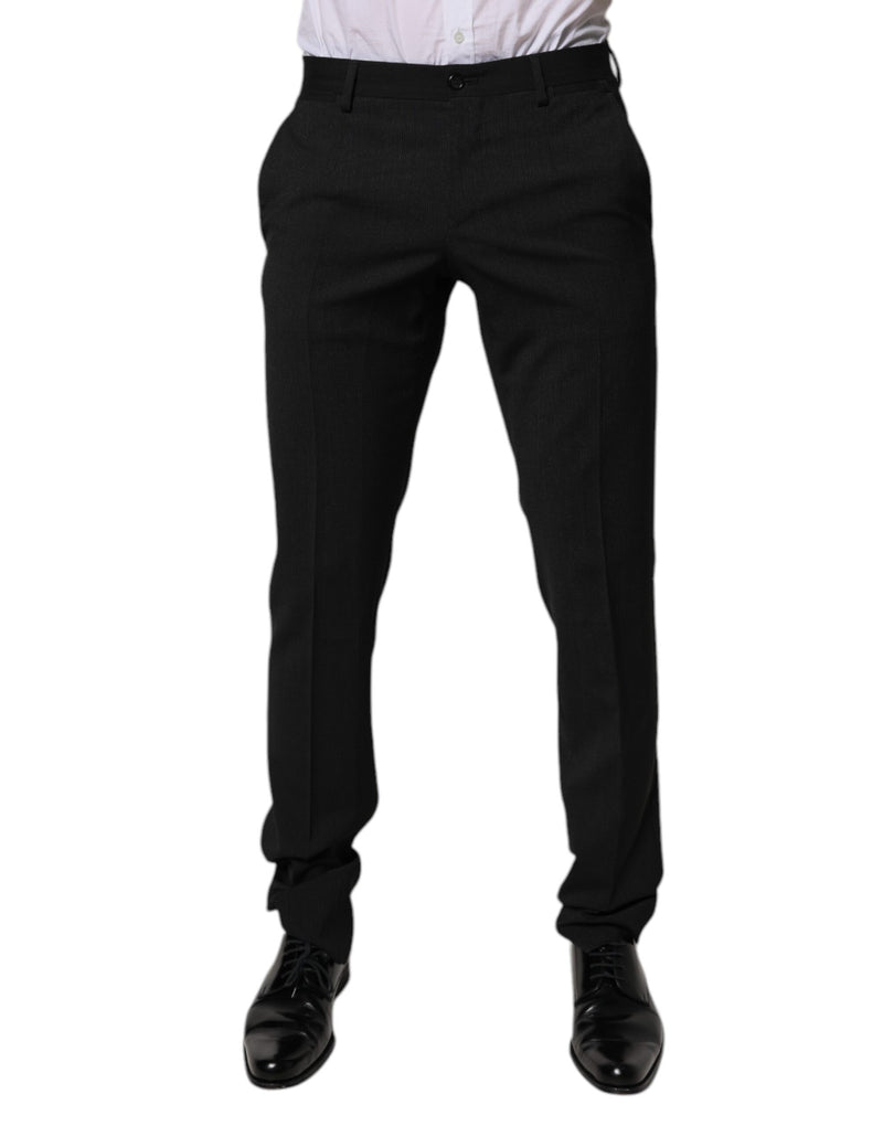 Black Polyester Tapered Formal Men Dress Pants-Dolce & Gabbana-LabelTerrace.com