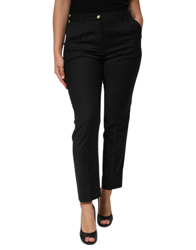 Black Polyester Tapered Women Trouser Pants-Dolce & Gabbana-LabelTerrace.com