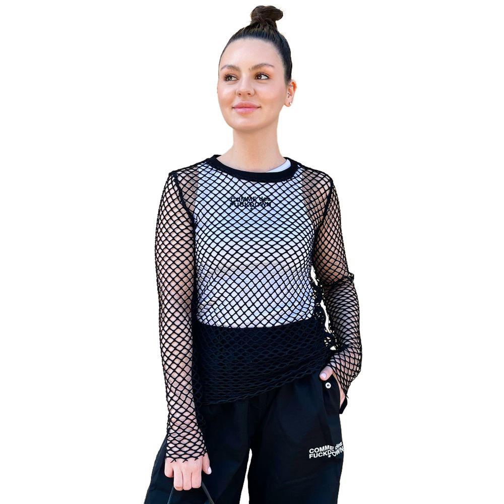 Black Polyester Women T-Shirt-Comme Des Fuckdown-LabelTerrace.com