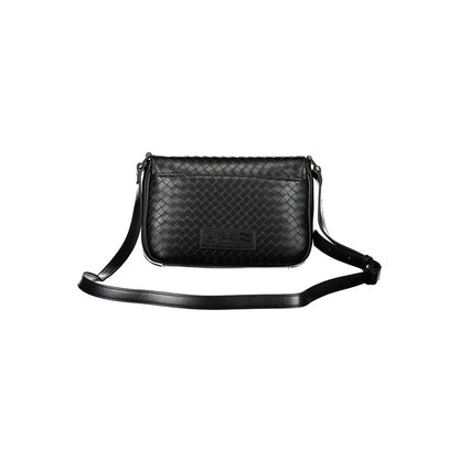 Black Polyurethane Women Shoulder Bag