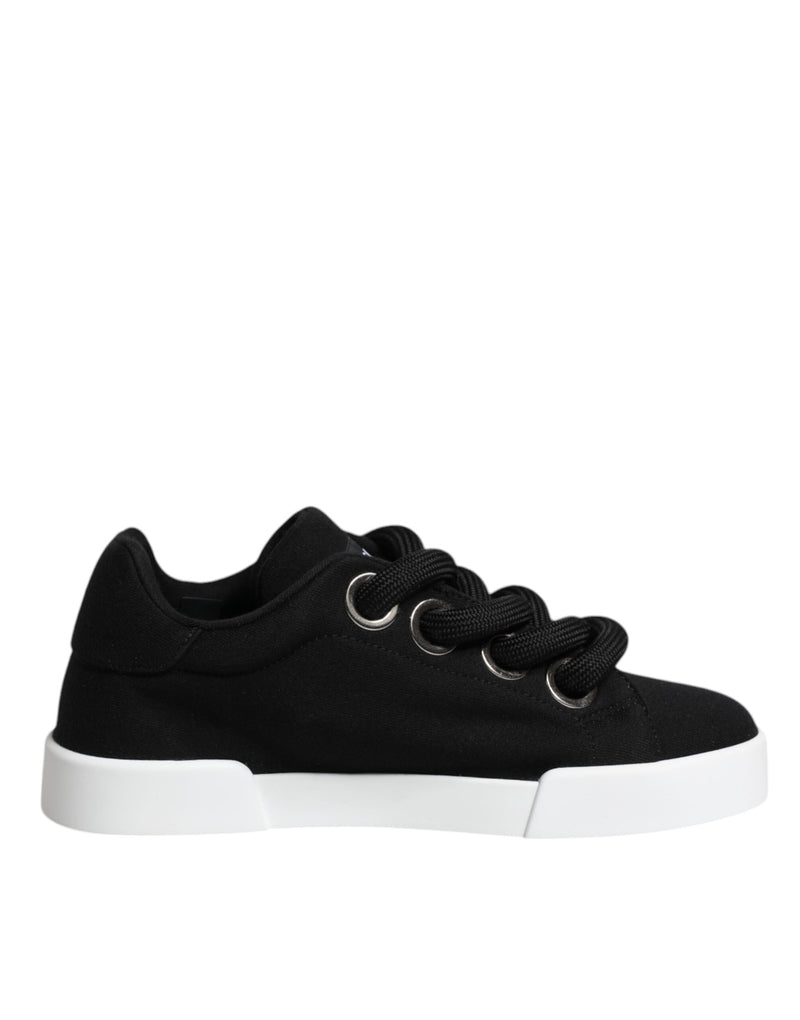 Black Portofino Low Top Sneakers Shoes-Dolce & Gabbana-LabelTerrace.com