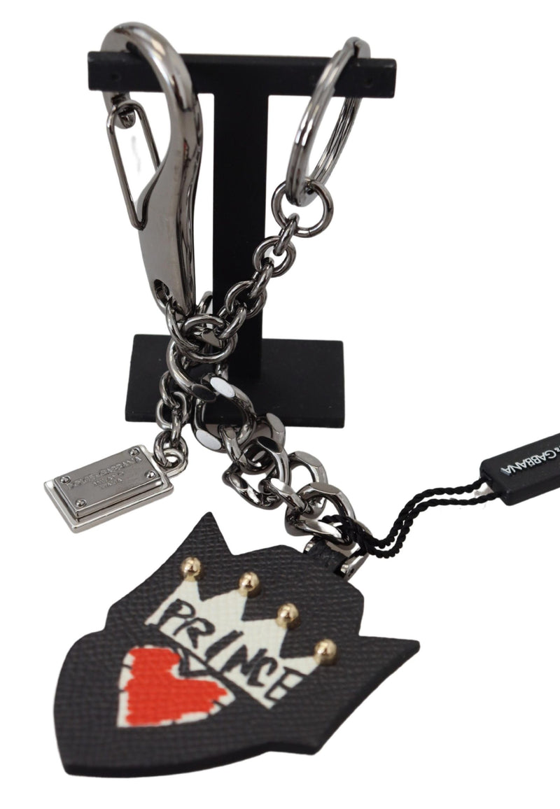 Black Prince Studs Logo Silver Brass Keychain-Dolce & Gabbana-LabelTerrace.com