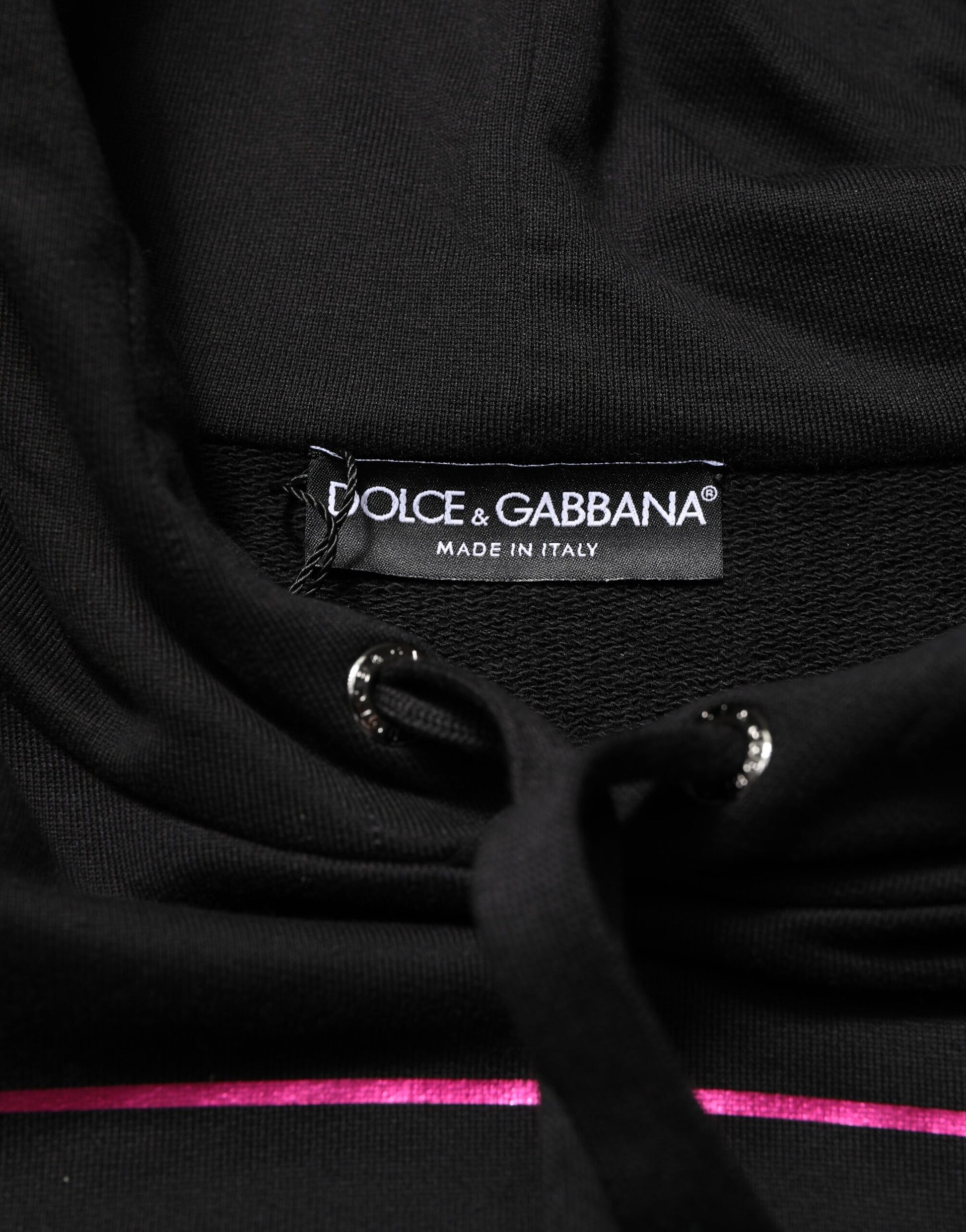 Black Printed Hooded Men Sweatshirt Sweater-Dolce & Gabbana-LabelTerrace.com