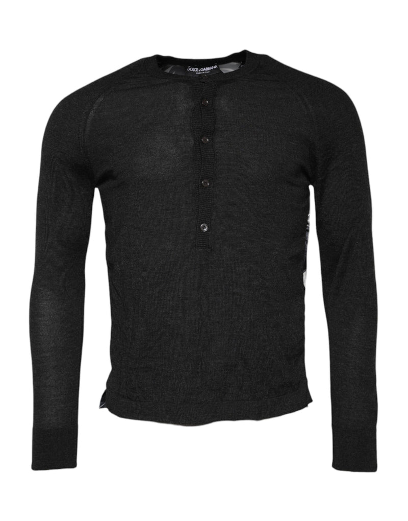 Black Printed Knitted Men Pullover Sweater-Dolce & Gabbana-LabelTerrace.com