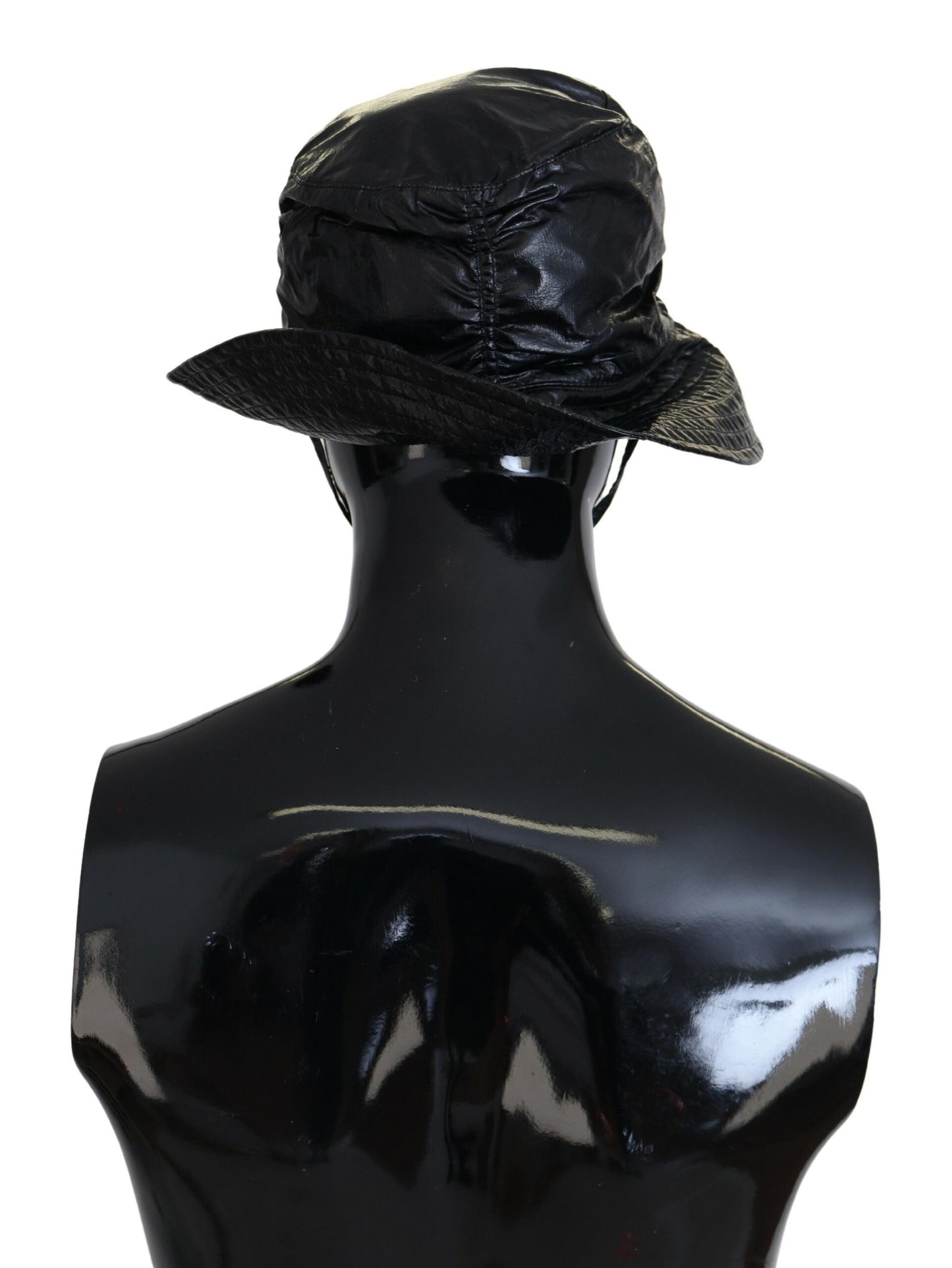 Black Quilted Faux Leather Women Bucket Cap Hat-Dolce & Gabbana-LabelTerrace.com