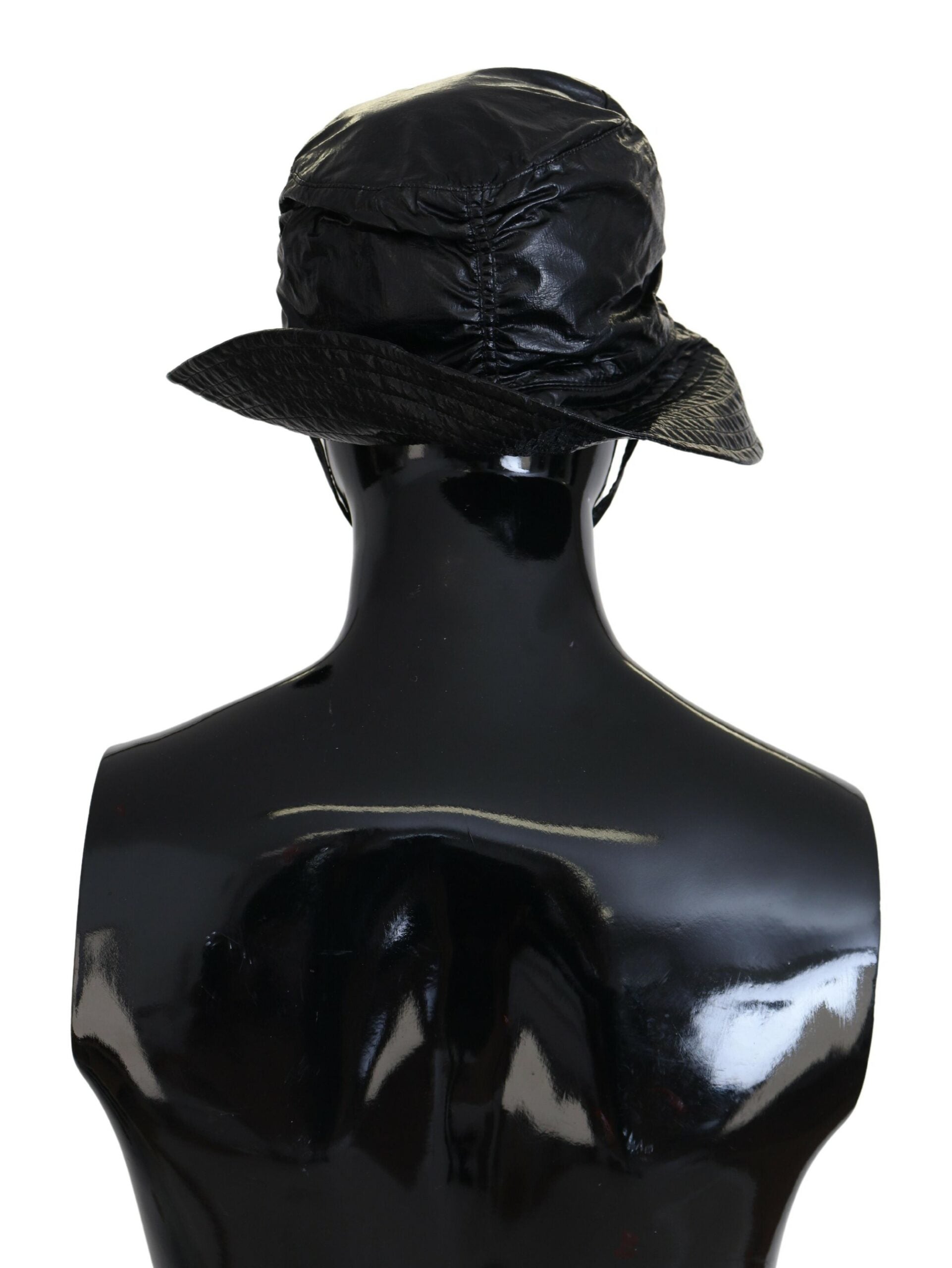 Black Quilted Faux Leather Women Bucket Cap Hat-Dolce & Gabbana-LabelTerrace.com