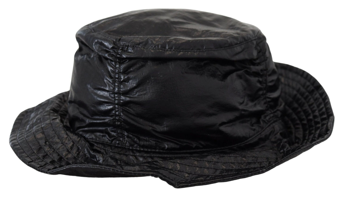 Black Quilted Faux Leather Women Bucket Cap Hat-Dolce & Gabbana-LabelTerrace.com