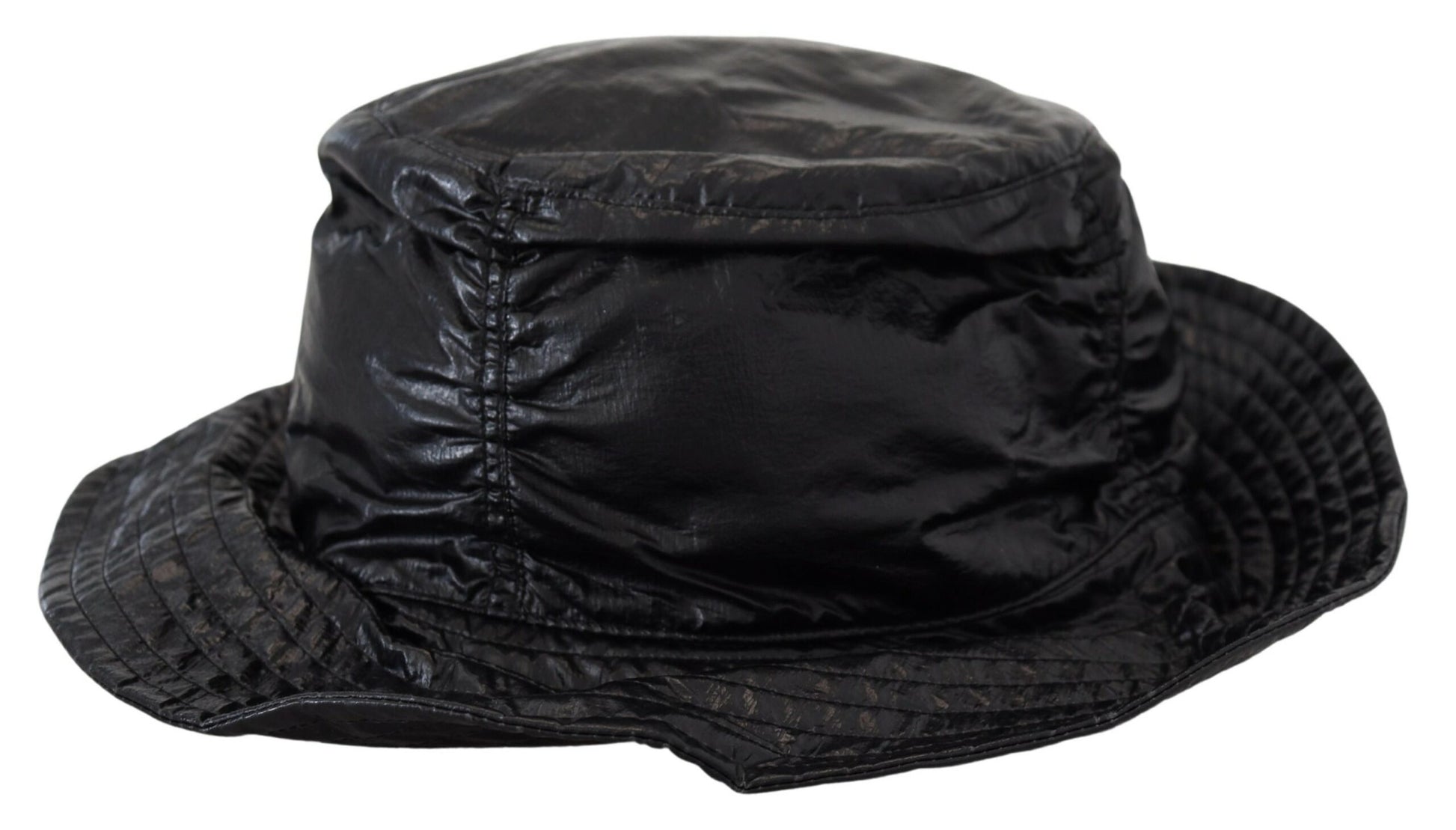 Black Quilted Faux Leather Women Bucket Cap Hat-Dolce & Gabbana-LabelTerrace.com