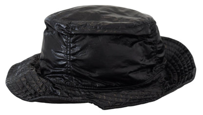 Black Quilted Faux Leather Women Bucket Cap Hat-Dolce & Gabbana-LabelTerrace.com