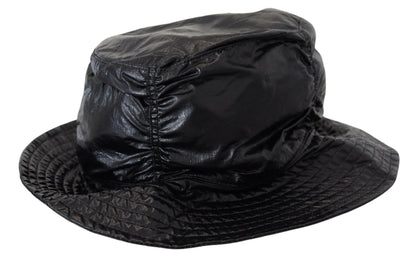 Black Quilted Faux Leather Women Bucket Cap Hat-Dolce & Gabbana-LabelTerrace.com