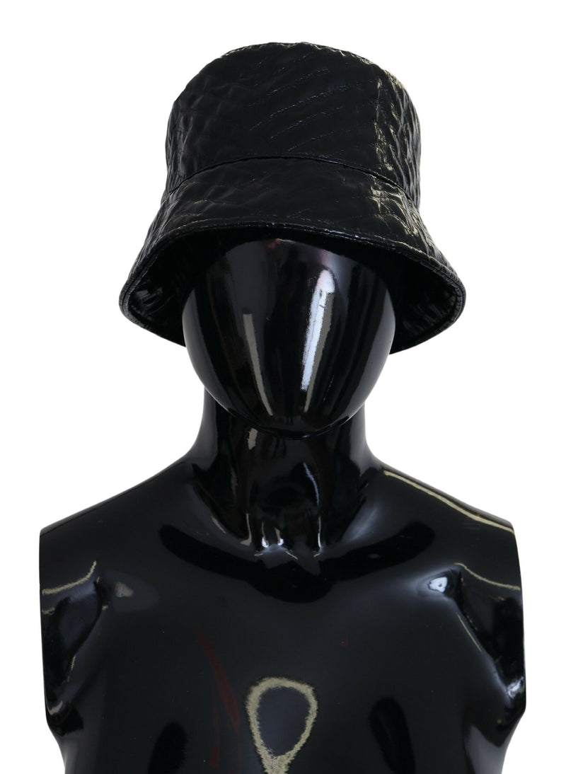 Black Quilted Faux Leather Women Bucket Cap Hat-Dolce & Gabbana-LabelTerrace.com