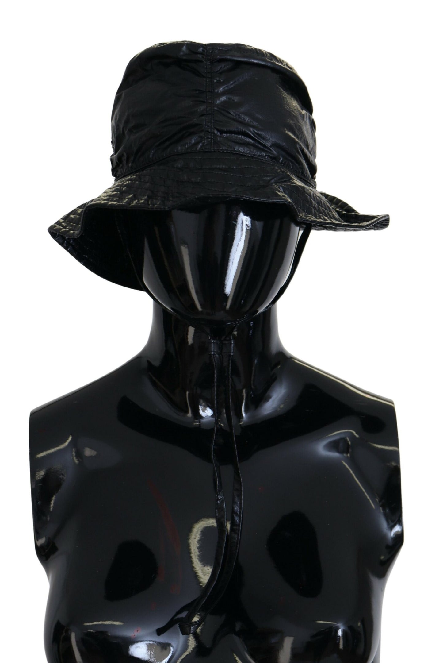 Black Quilted Faux Leather Women Bucket Cap Hat-Dolce & Gabbana-LabelTerrace.com
