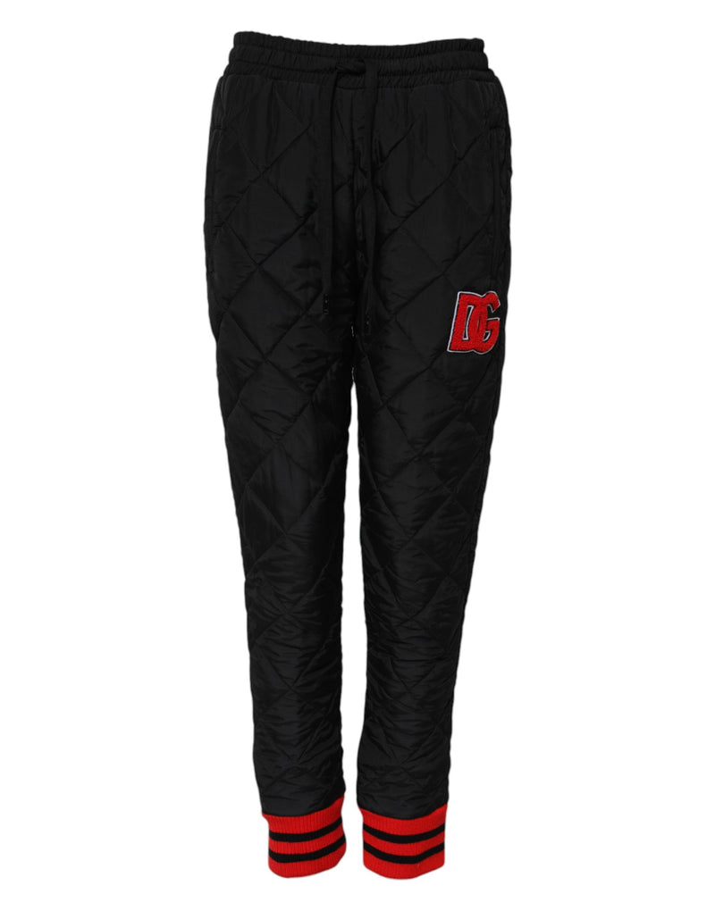 Black Quilted Mid Waist Jogger Pants-Dolce & Gabbana-LabelTerrace.com