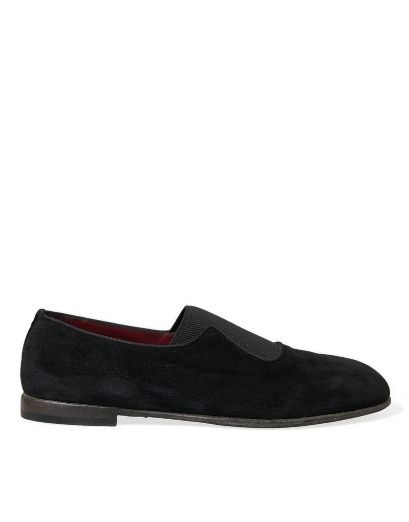 Black RUNWAY Velour AMALFI Loafers Shoes-Dolce & Gabbana-LabelTerrace.com