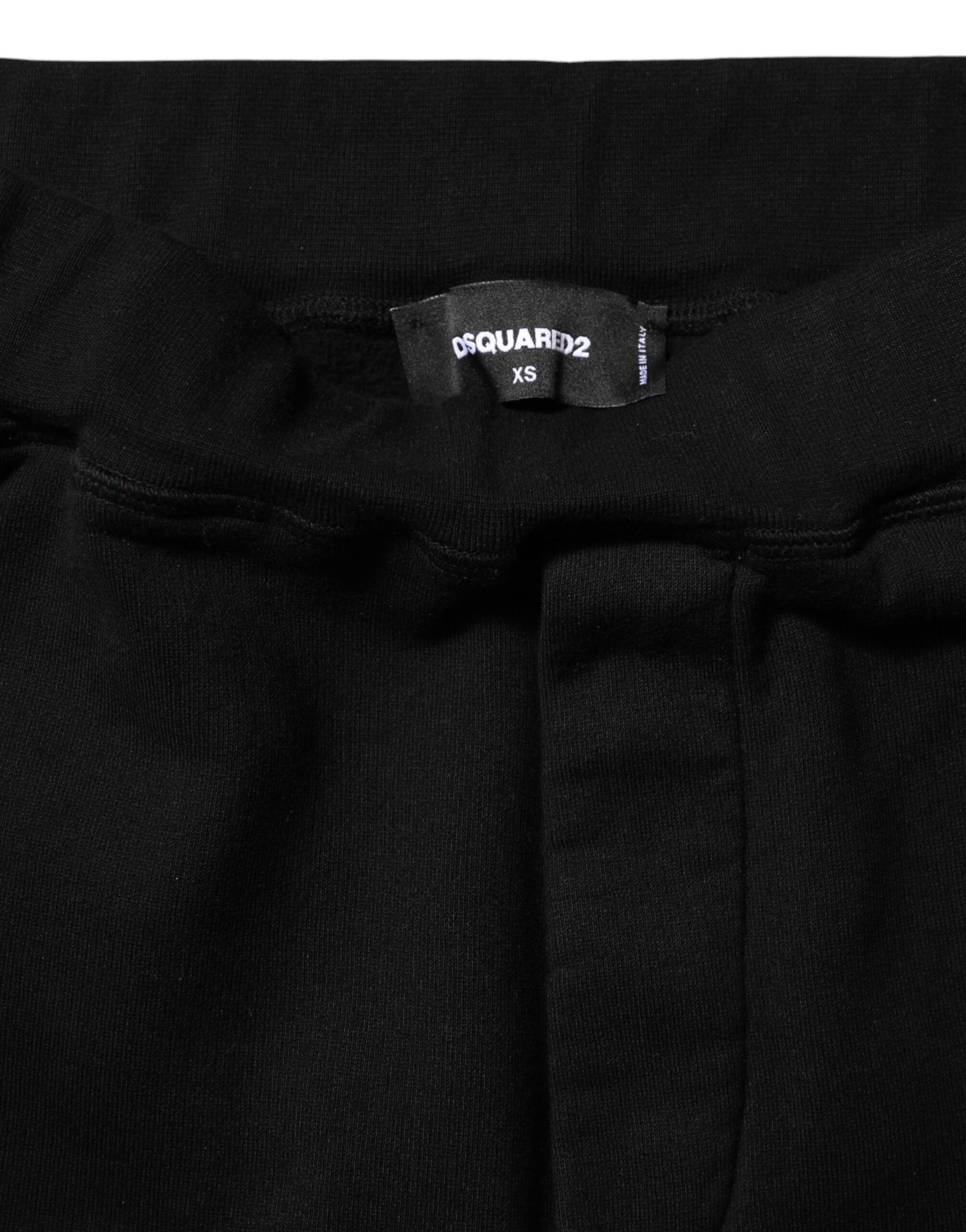 Black Red Cotton Straight Fit Jogger Pants-Dsquared²-LabelTerrace.com