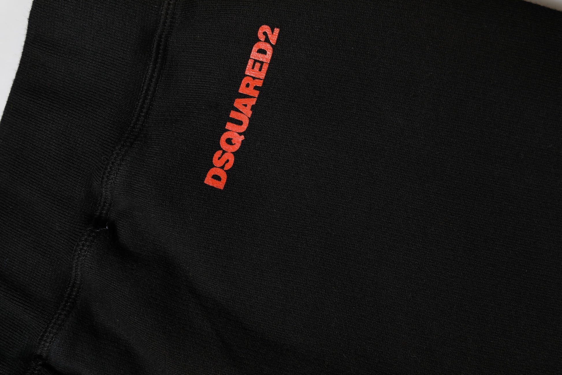 Black Red Cotton Straight Fit Jogger Pants-Dsquared²-LabelTerrace.com