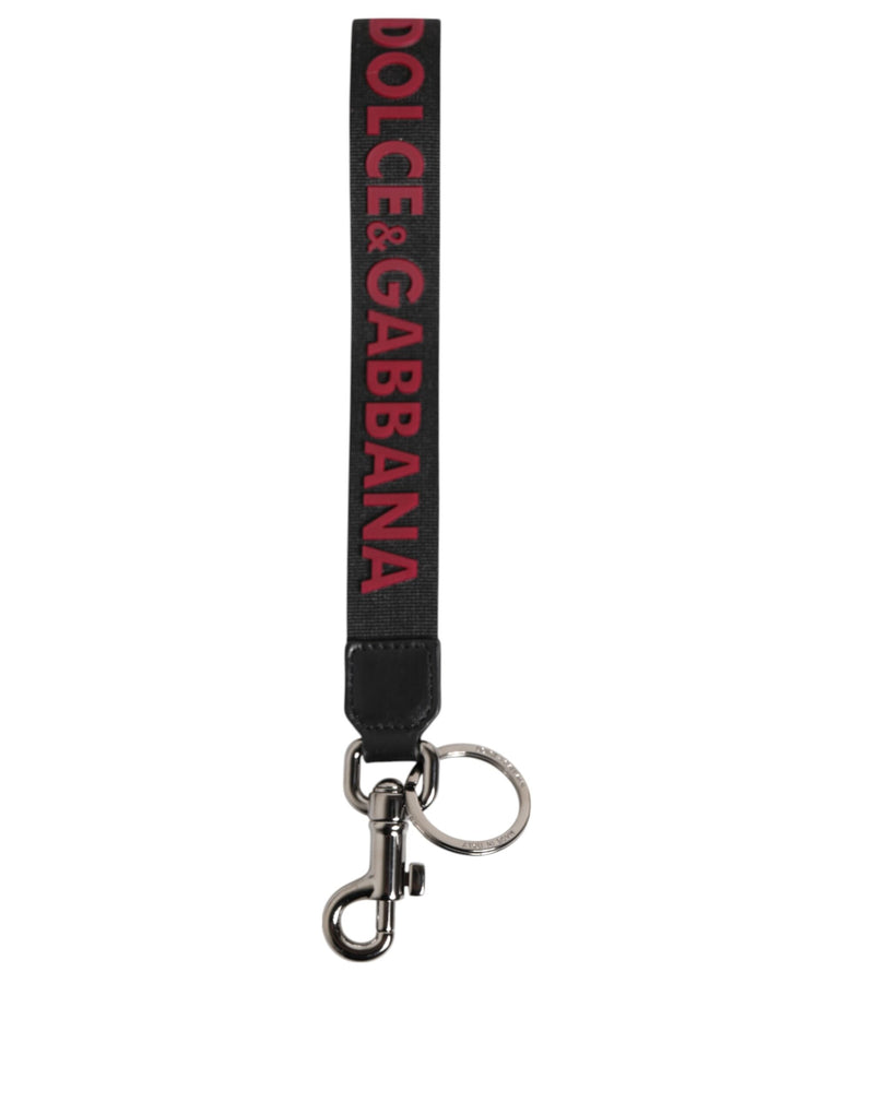 Black Red DG Logo Polyester Silver Men Keychain Keyring-Dolce & Gabbana-LabelTerrace.com