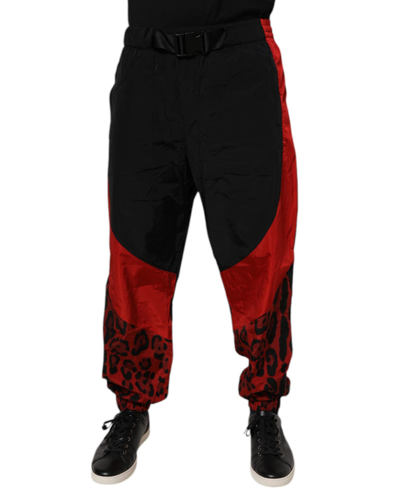 Black Red Leopard Jogger Sweatpants Pants-Dolce & Gabbana-LabelTerrace.com