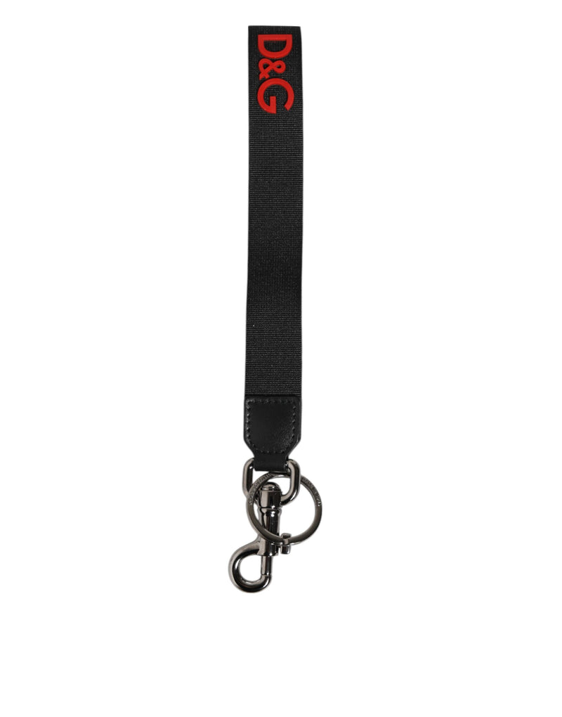 Black Red Logo Polyester Brass Holder Keychain Keyring-Dolce & Gabbana-LabelTerrace.com