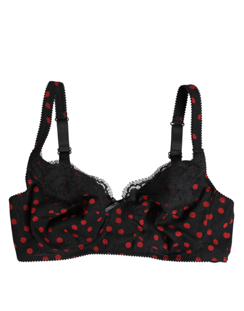 Black Red Polka Dot Underwired Balconette Underwear-Dolce & Gabbana-LabelTerrace.com