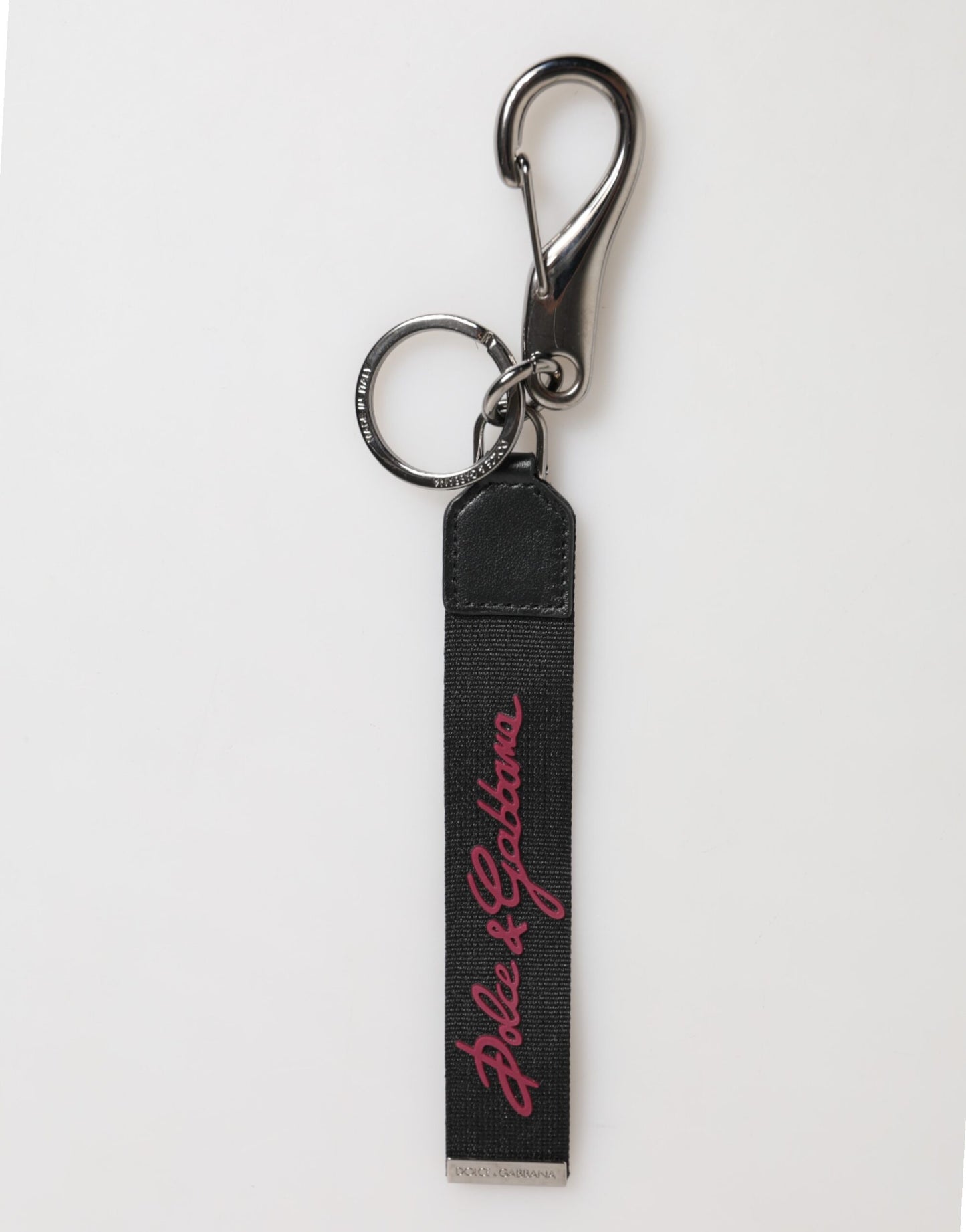 Black Red Polyester DG Logo Silver Men Keychain Keyring-Dolce & Gabbana-LabelTerrace.com