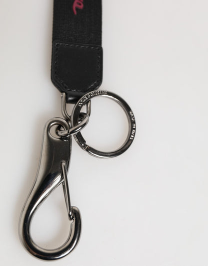 Black Red Polyester DG Logo Silver Men Keychain Keyring-Dolce & Gabbana-LabelTerrace.com