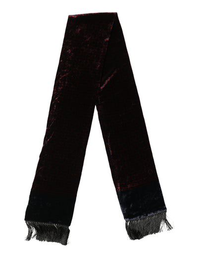 Black Red Rayon Geometric Pattern Fringe 140cm X 16cm Scarf