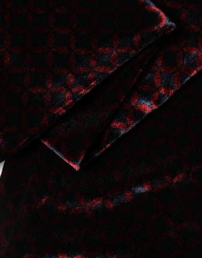 Black Red Rayon Geometric Pattern Fringe 140cm X 16cm Scarf