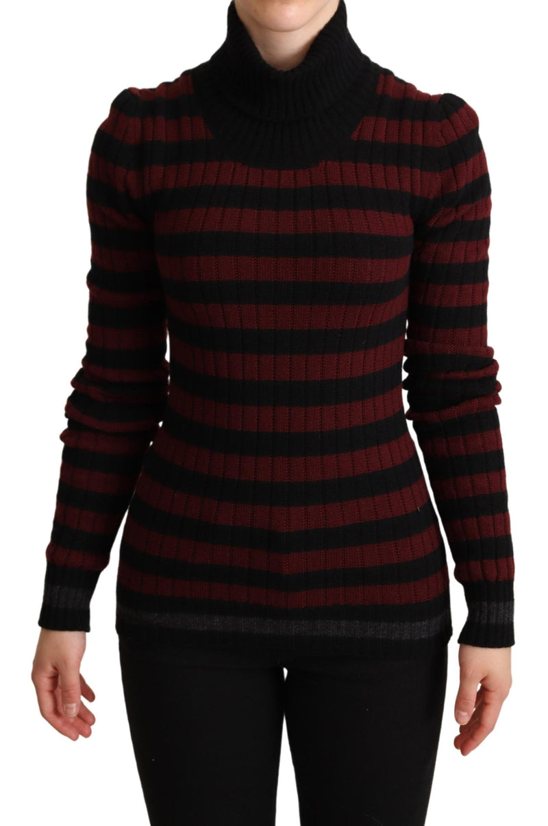 Black Red Striped Wool Pullover Sweater-Dolce & Gabbana-LabelTerrace.com