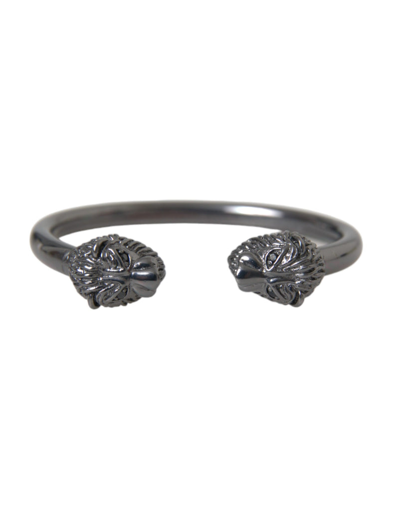 Black Rhodium Lion Bangle Bracelet Women-Nialaya-LabelTerrace.com