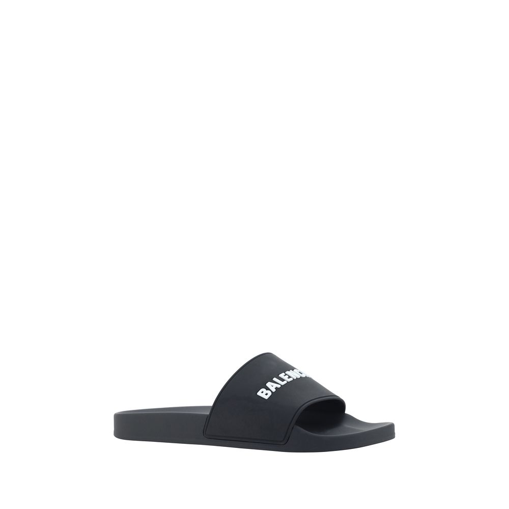 Black Rubber Flat Sandals
