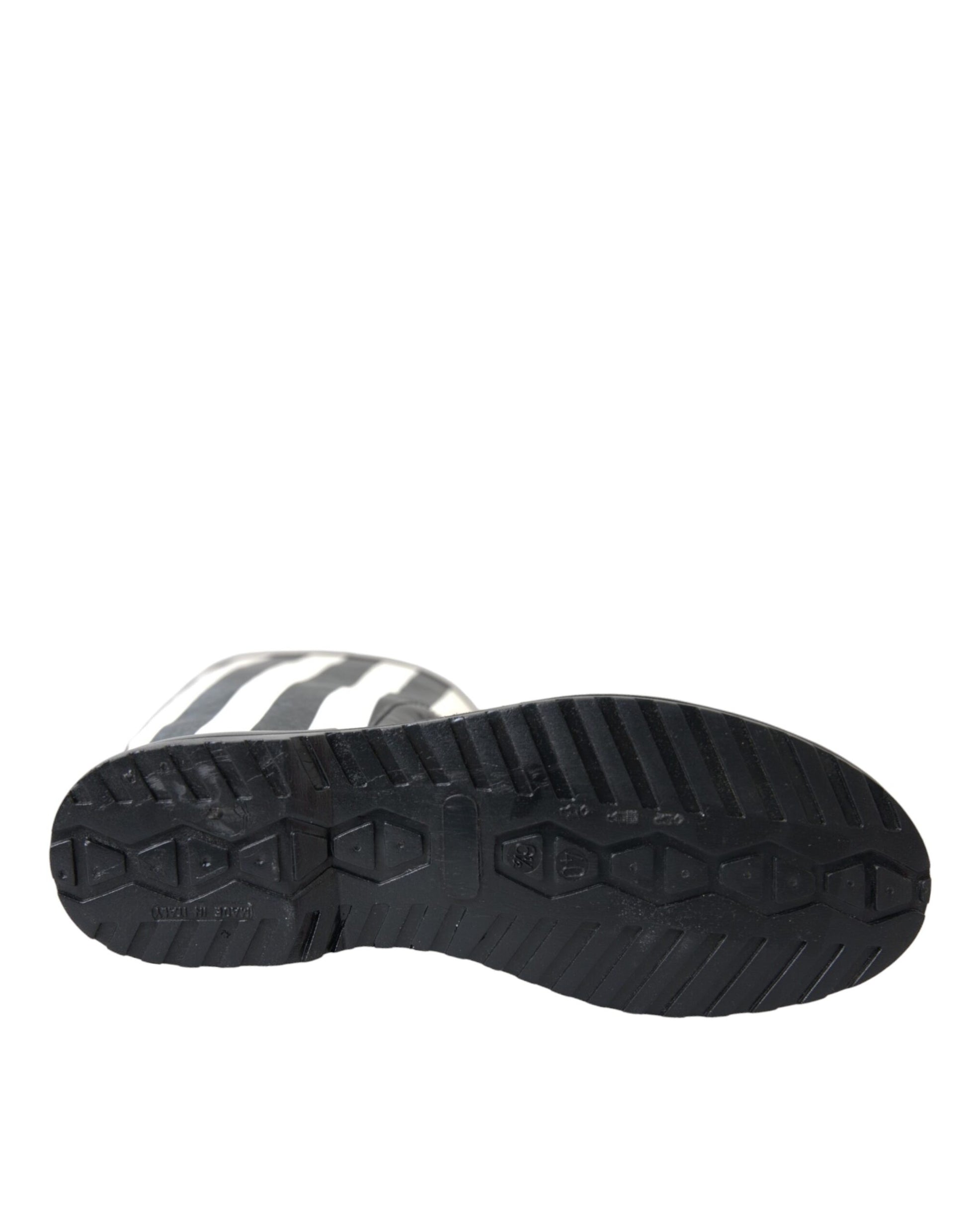 Black Rubber Knee High Flat Boots Shoes-Dolce & Gabbana-LabelTerrace.com