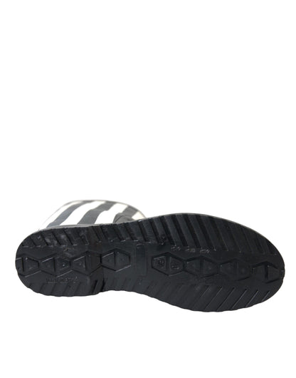 Black Rubber Knee High Flat Boots Shoes-Dolce & Gabbana-LabelTerrace.com