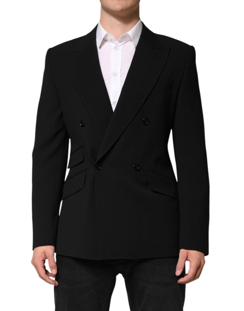 Black SICILIA Double Breasted Coat Blazer-Dolce & Gabbana-LabelTerrace.com