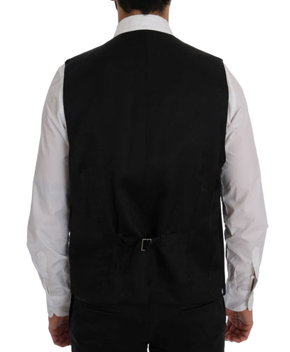 Black STAFF Wool Stretch Vest-Dolce & Gabbana-LabelTerrace.com