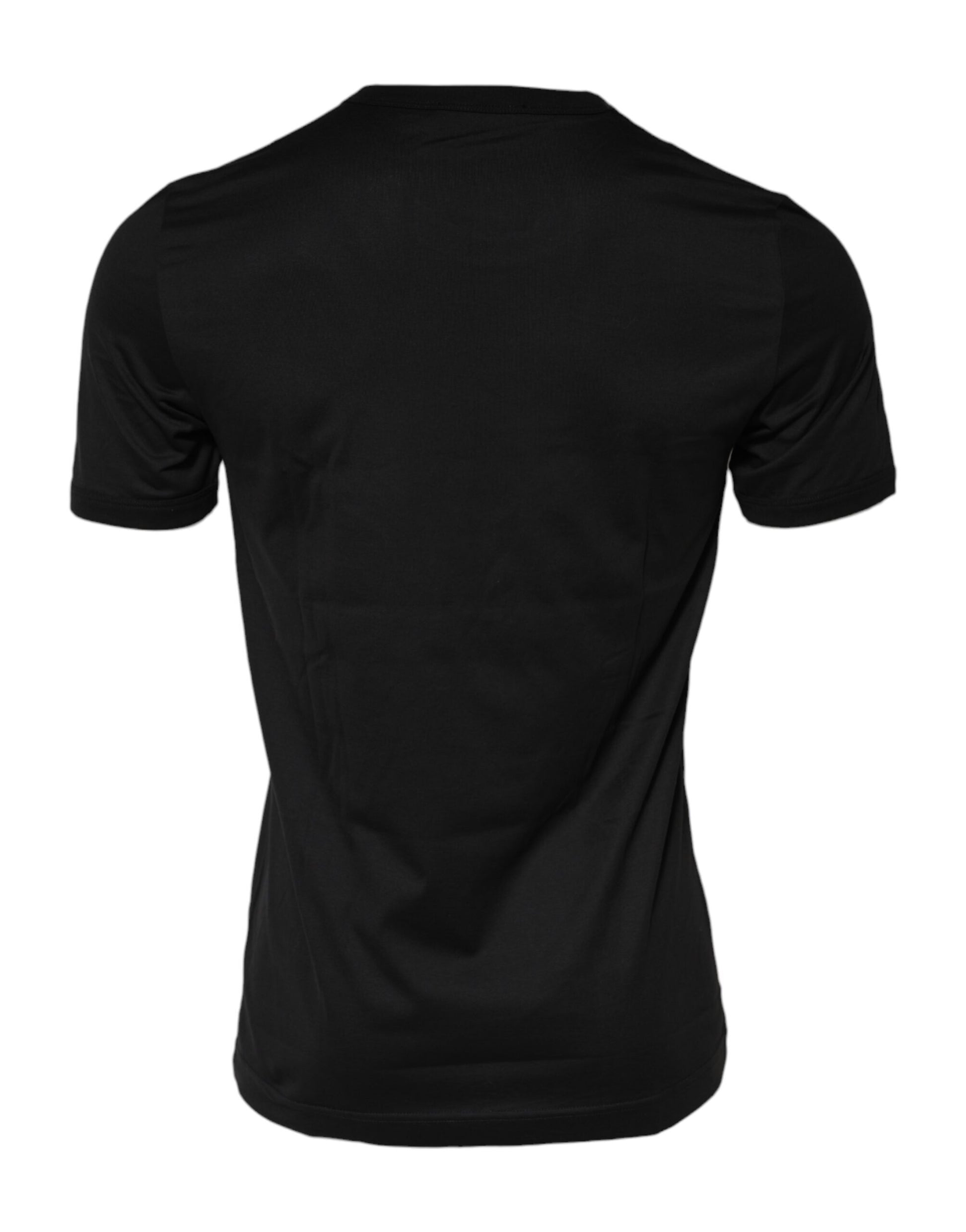 Black Sacred Heart Cotton Crew Neck T-shirt-Dolce & Gabbana-LabelTerrace.com