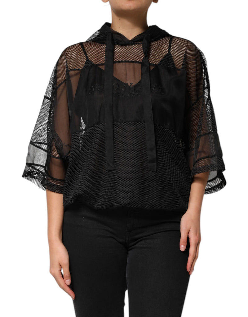 Black See Through Hooded Pullover Sweater-Dolce & Gabbana-LabelTerrace.com